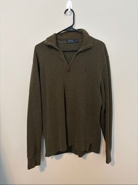 Polo by Ralph Lauren Olive Green Quarter-Zip Sweater